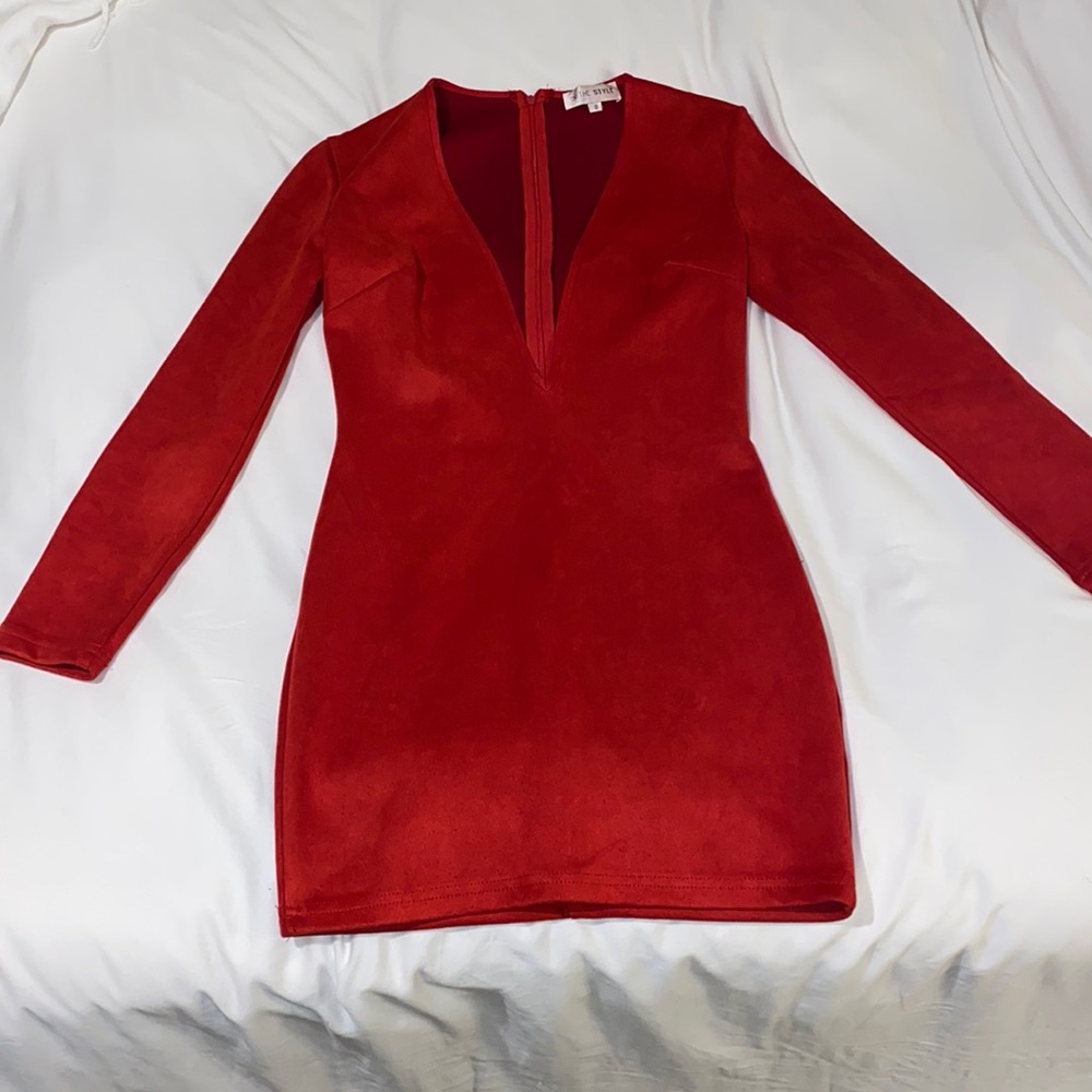 Red suede dress